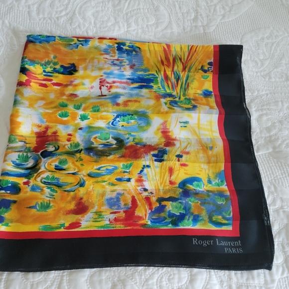 VINTAGE SCARF BY ROGER LAURENT PARIS.34X34 - Picture 4 of 6
